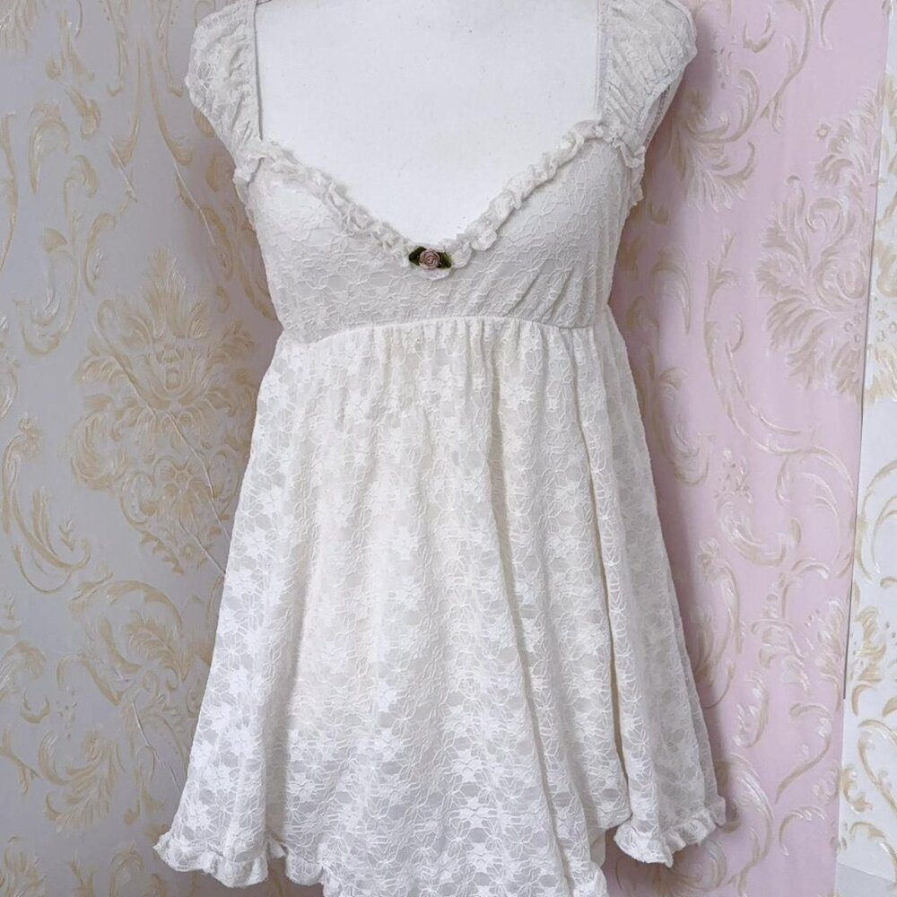 Wild Fable Ivory Lace Mini Babydoll Nightgown Dress - Size XS | Cottagecore Roma